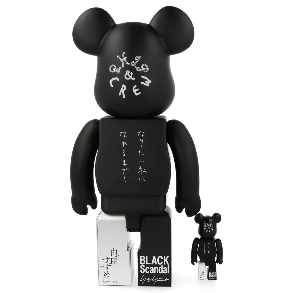 400% + 100% Bearbrick Black Scandal Yohji Yamamoto x Suzume Uchida x S.H.I.P & Crew Ideal Self - Medicom Toy - Bearbrick