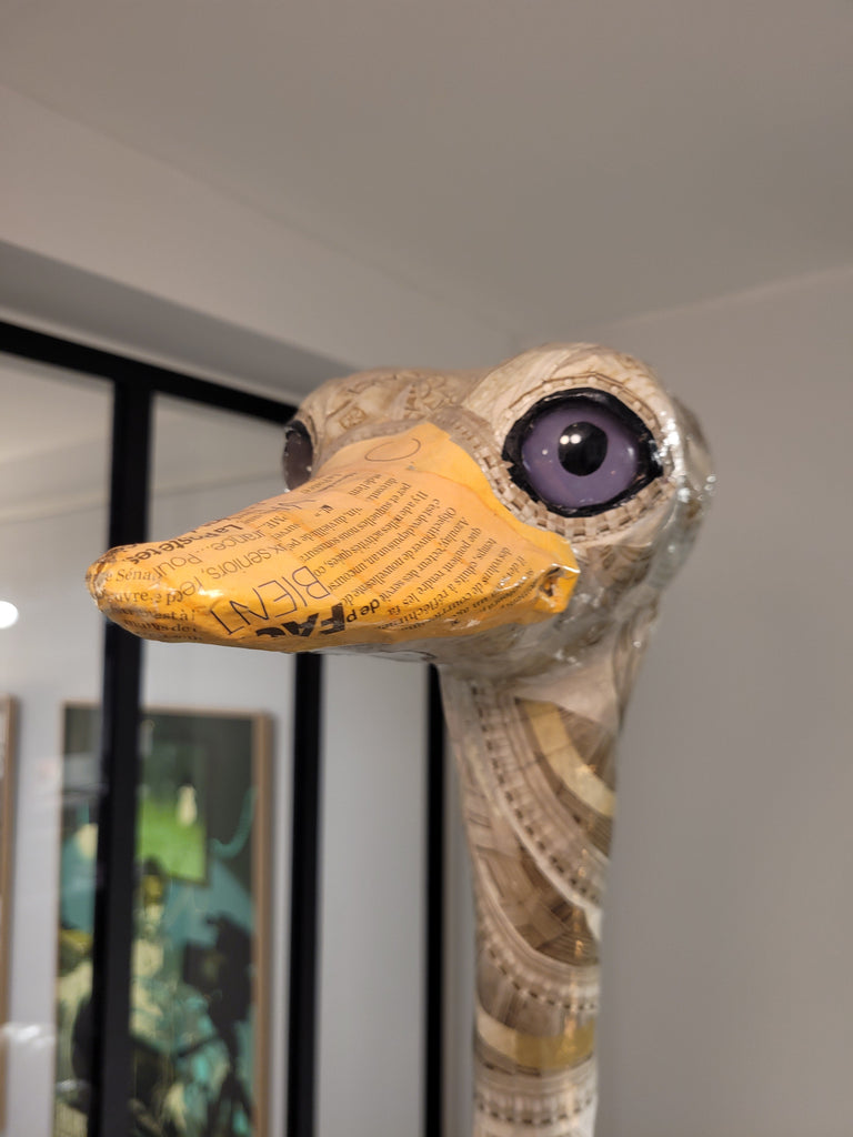Autruche en papier mâché - Aude Goalec et Nicole Jacobs - Sculpture en papier mâché