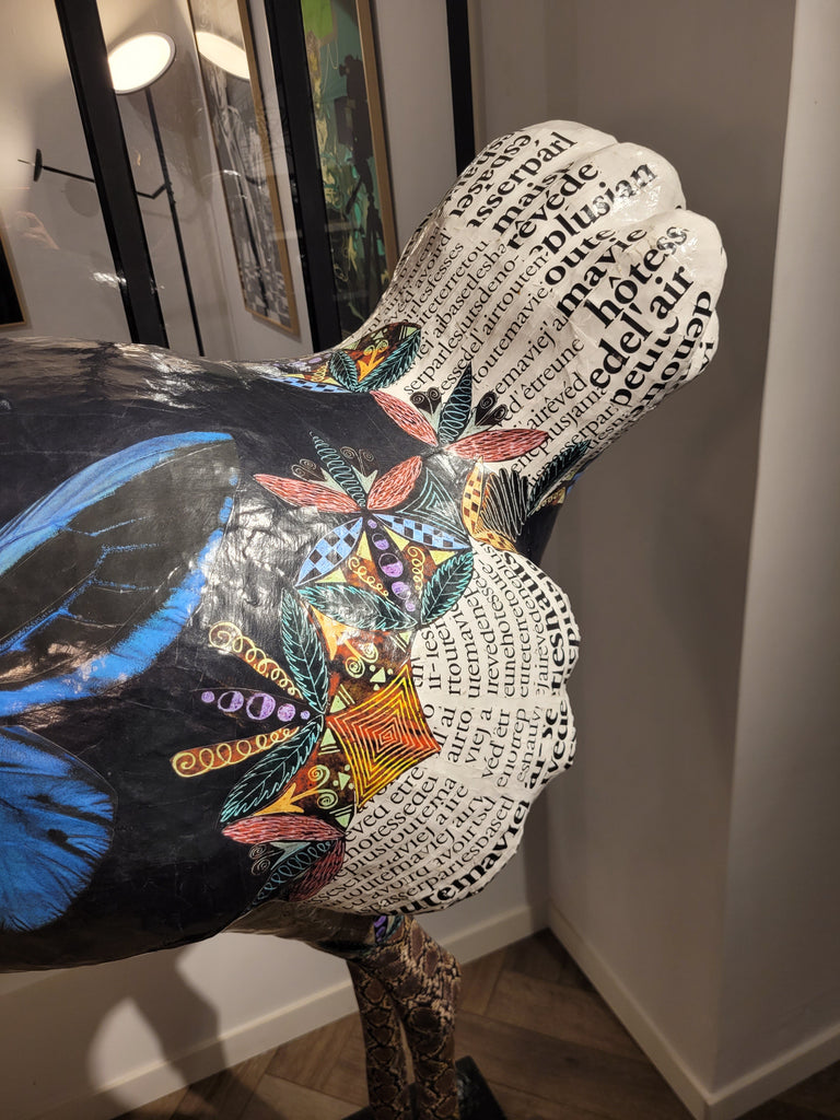 Autruche en papier mâché - Aude Goalec et Nicole Jacobs - Sculpture en papier mâché