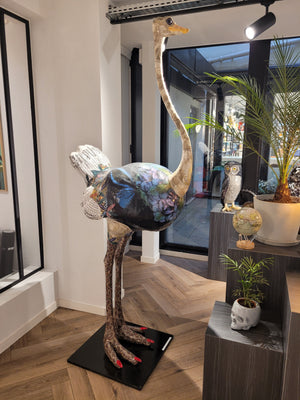 Autruche en papier mâché - Aude Goalec et Nicole Jacobs - Sculpture en papier mâché