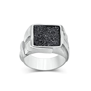 Bague homme Metallurgy Black Drusy - Black Rock Jewel-Magna-Carta