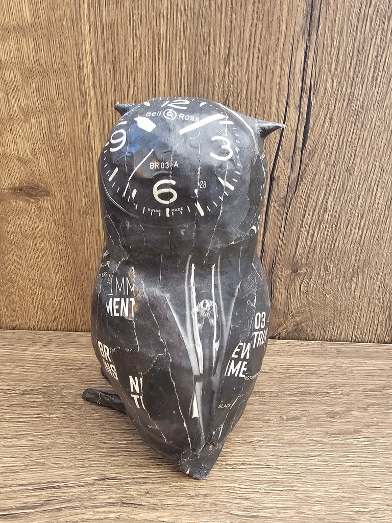 Chouette en papier mâché-Le Monde- Aude Goalec et Nicole Jacobs - Sculpture en papier mâché