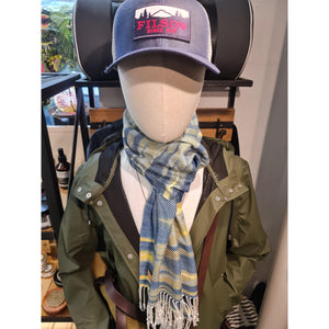 Écharpe en coton indigo bleue et jaune - Il Bussetto-Magna-Carta