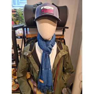 Écharpe en coton indigo bleue petits motifs blancs - Il Bussetto-Magna-Carta