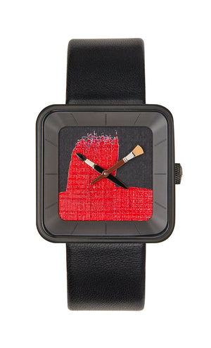 Montre Peinture rouge square black 35 - AKTEO - Montre à thème