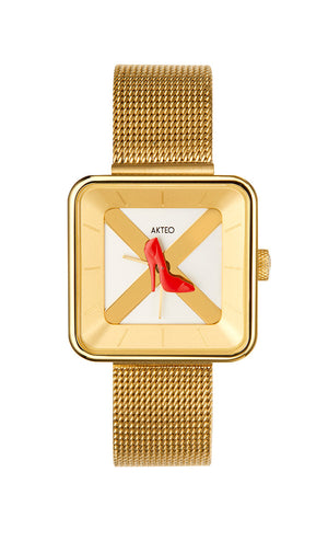 Montre Talon aiguille square or 29 - AKTEO - Montre à thème