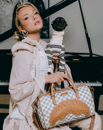 EMBOSSED CREAM CHECK MINI DUFFLE