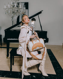 EMBOSSED CREAM CHECK MINI DUFFLE