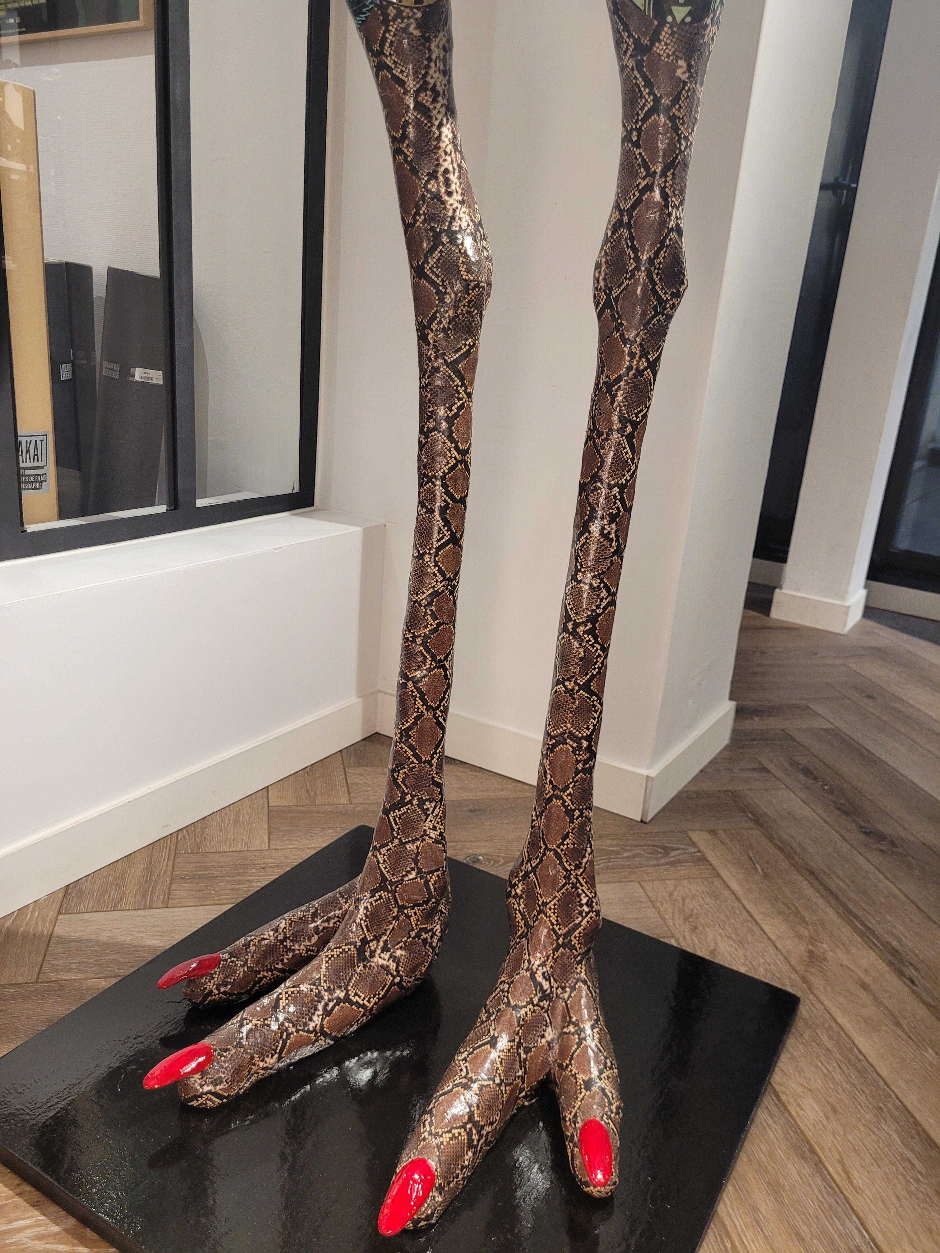 Autruche en papier mâché - Aude Goalec et Nicole Jacobs - Sculpture en papier mâché