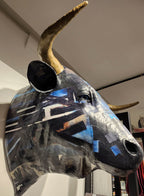 Trophée de Taureau en papier mâché - Aude Goalec et Nicole Jacobs - Sculpture en papier mâché
