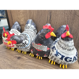 4 poules en papier mâché-Aude Goalec et Nicole Jacobs - Sculpture en papier mâché