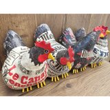 4 poules en papier mâché-Aude Goalec et Nicole Jacobs - Sculpture en papier mâché