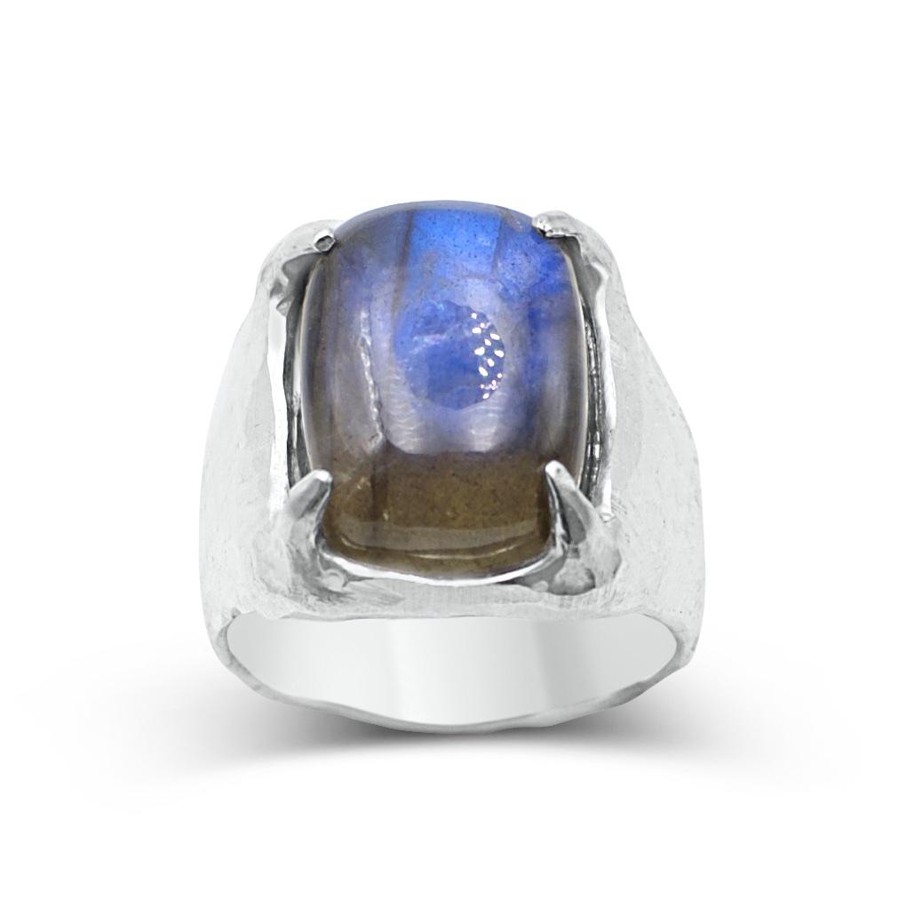 Bague homme pierre Labradorite en argent - Black Rock Jewel-Magna-Carta Main image