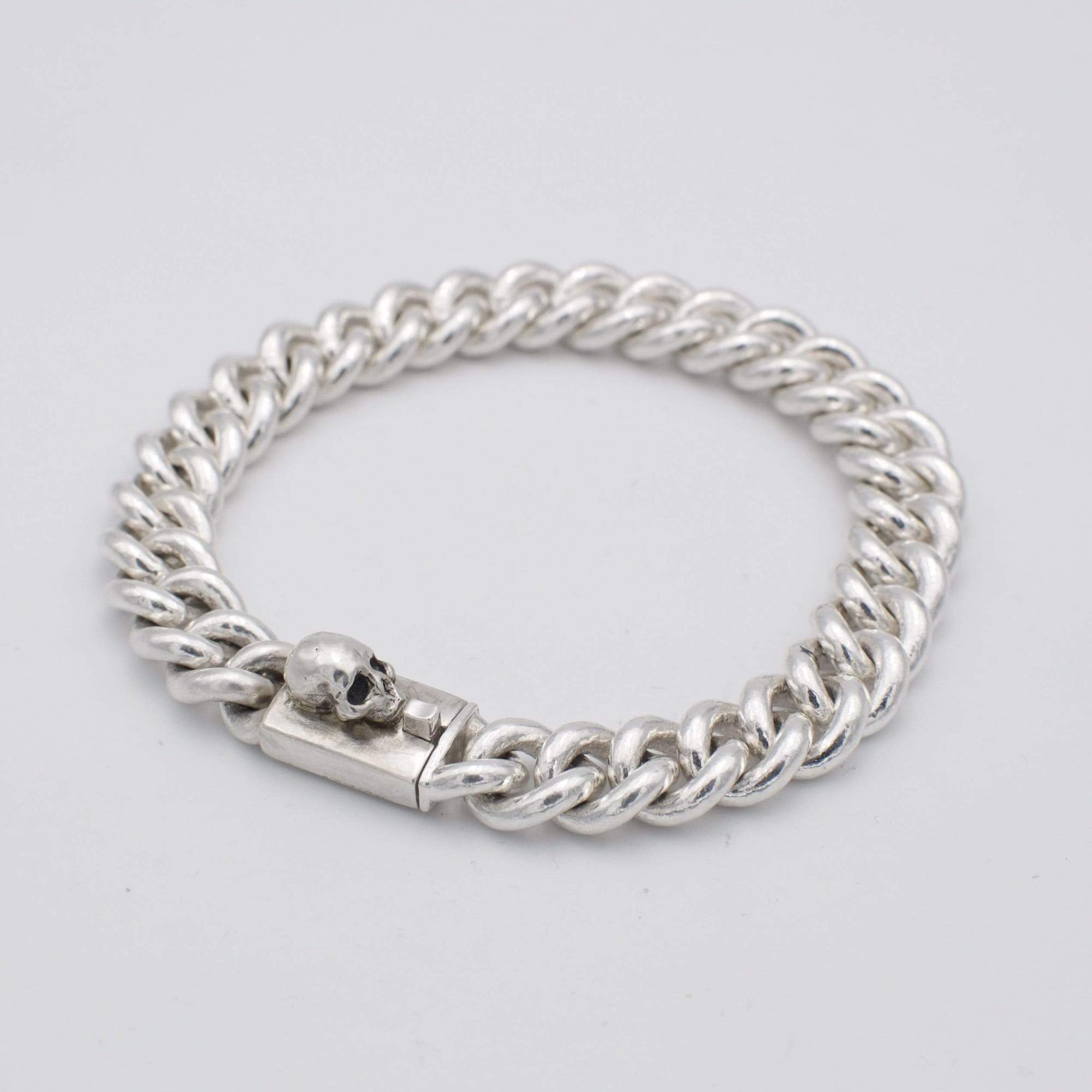 Bracelet homme gourmette maillon avec tête de mort en argent - Black Rock Jewel-Magna-Carta