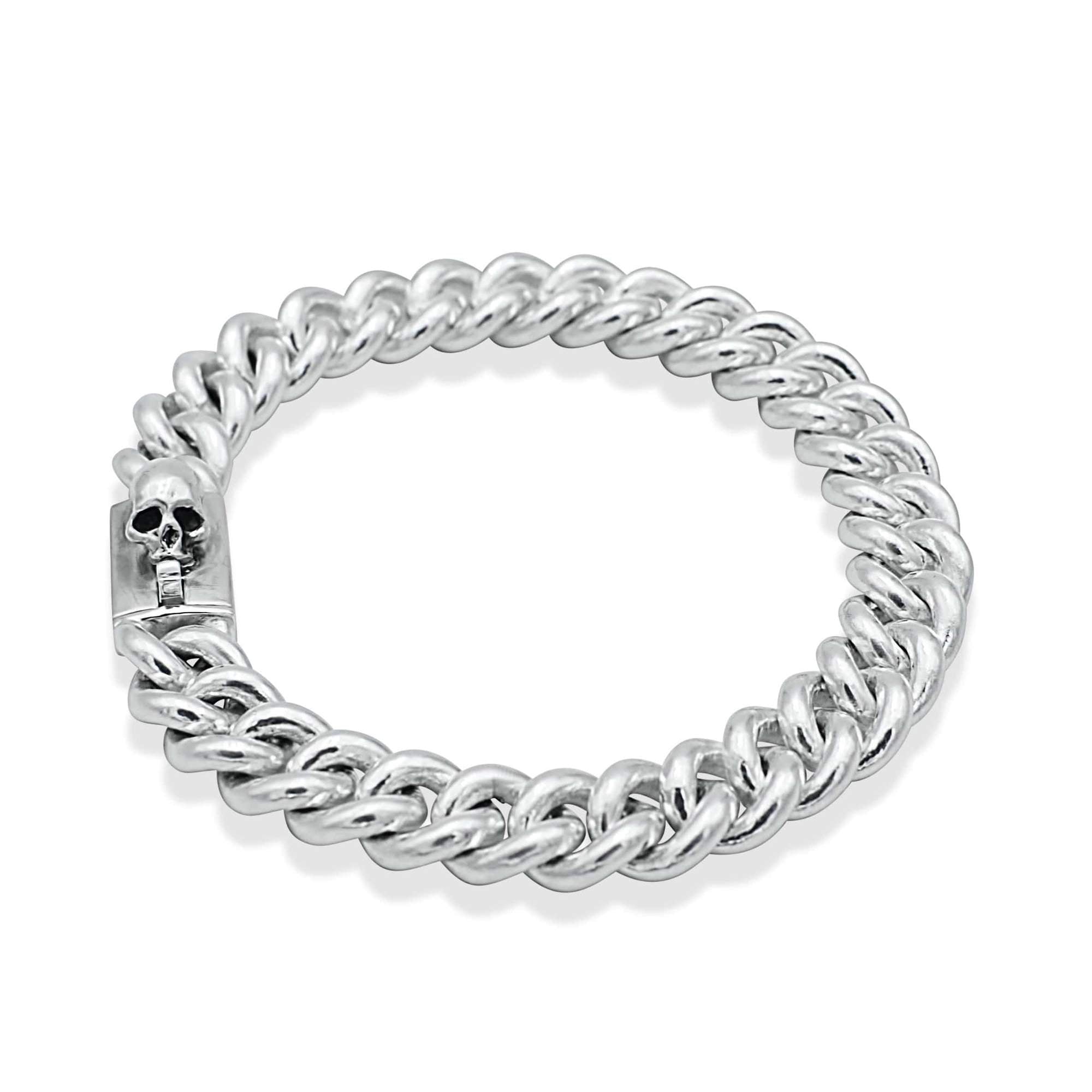 Bracelet homme gourmette maillon avec tête de mort en argent - Black Rock Jewel-Magna-Carta Image principale du produit