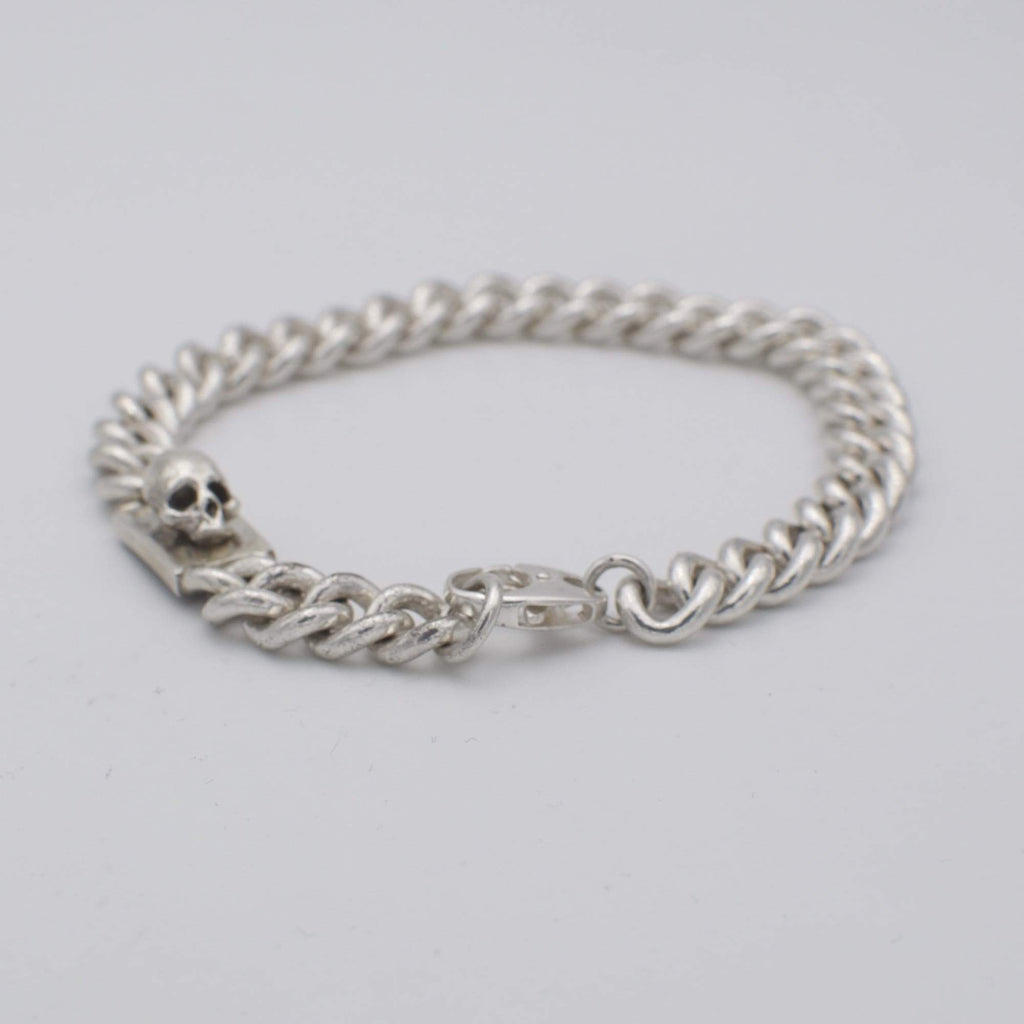 Bracelet homme gourmette petit avec tête de mort en argent - Black Rock Jewel-Magna-Carta