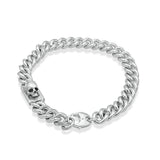 Bracelet homme gourmette petit avec tête de mort en argent - Black Rock Jewel