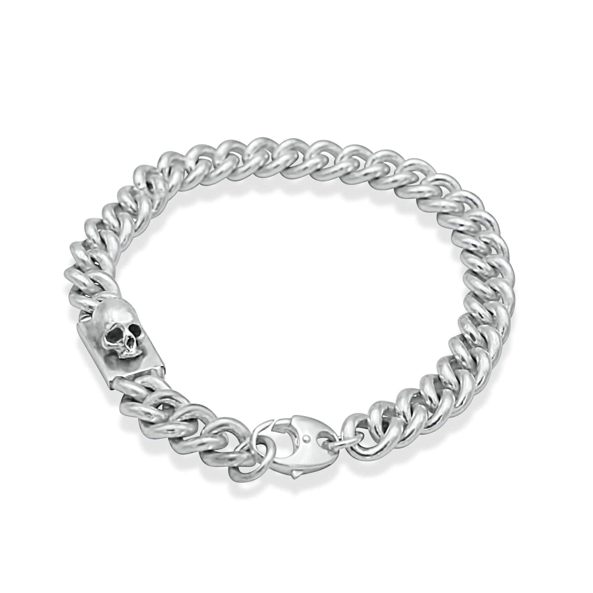 Bracelet homme gourmette petit avec tête de mort en argent - Black Rock Jewel-Magna-Carta Image principale du produit
