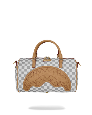 EMBOSSED CREAM CHECK MINI DUFFLE