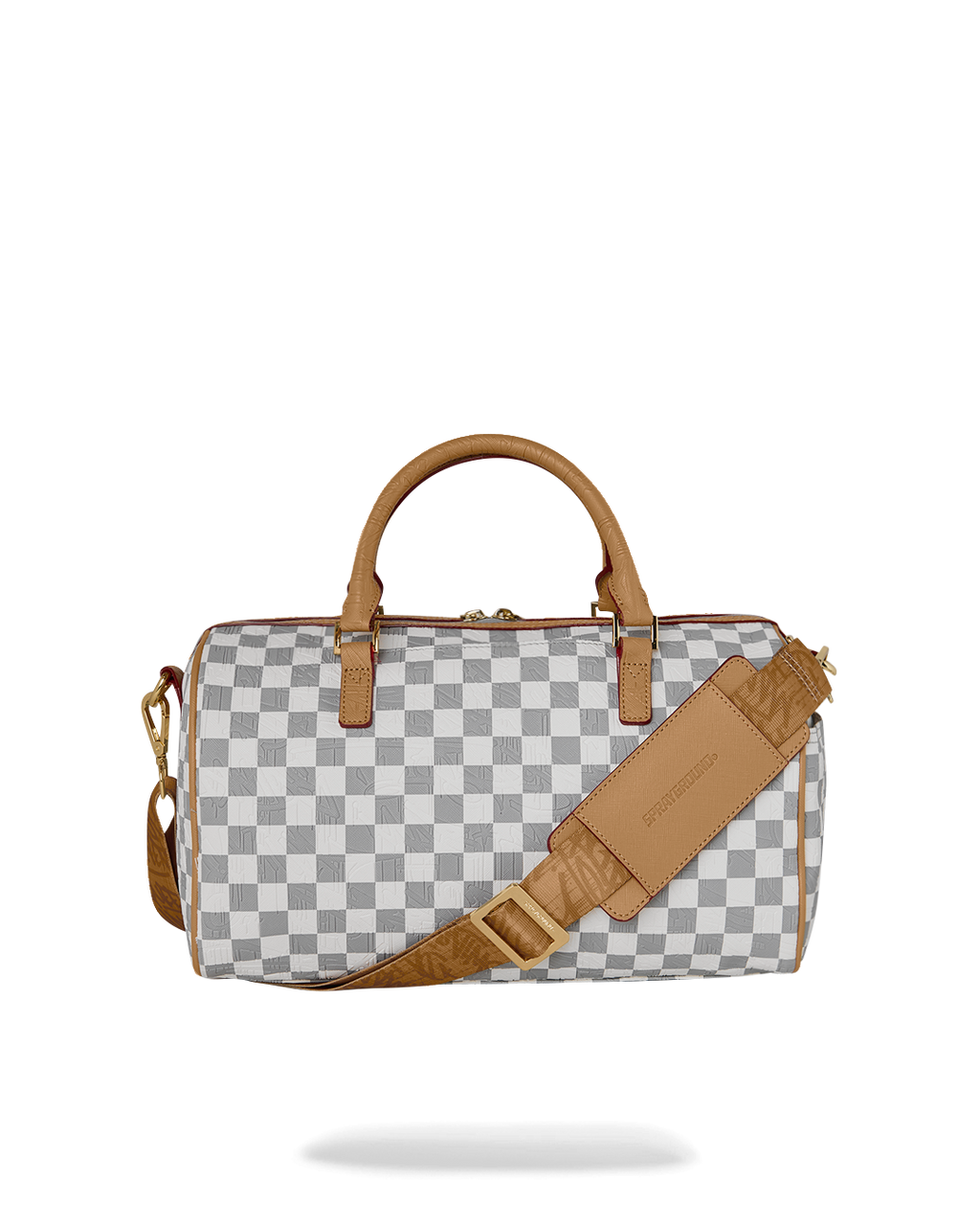 EMBOSSED CREAM CHECK MINI DUFFLE