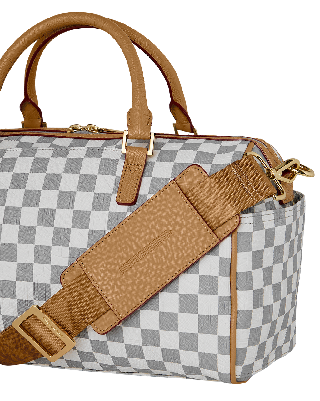 EMBOSSED CREAM CHECK MINI DUFFLE