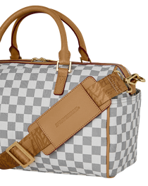 EMBOSSED CREAM CHECK MINI DUFFLE