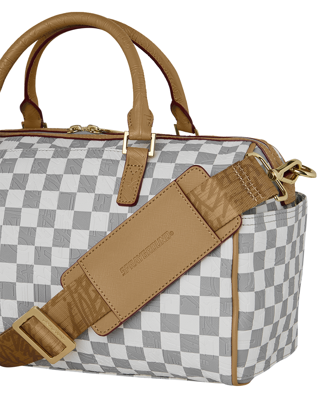EMBOSSED CREAM CHECK MINI DUFFLE