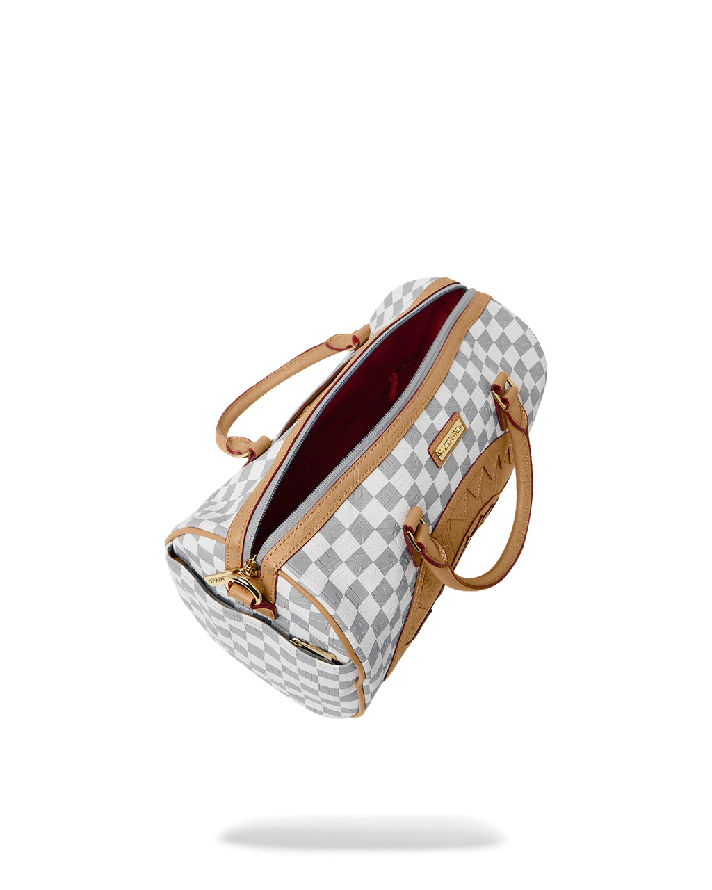 EMBOSSED CREAM CHECK MINI DUFFLE