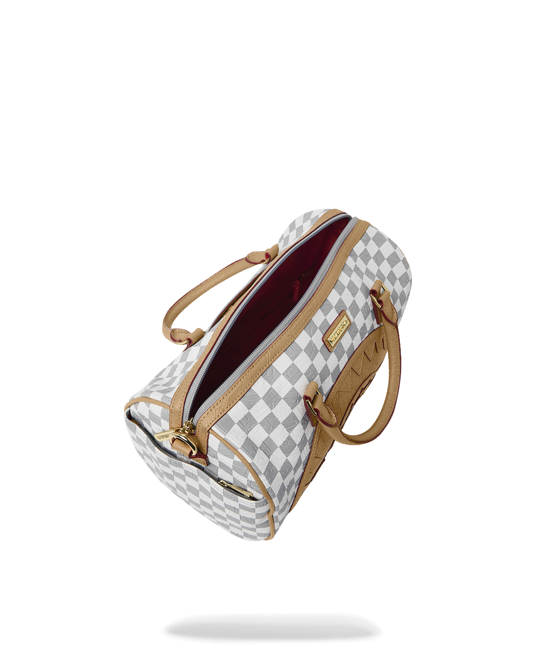 EMBOSSED CREAM CHECK MINI DUFFLE