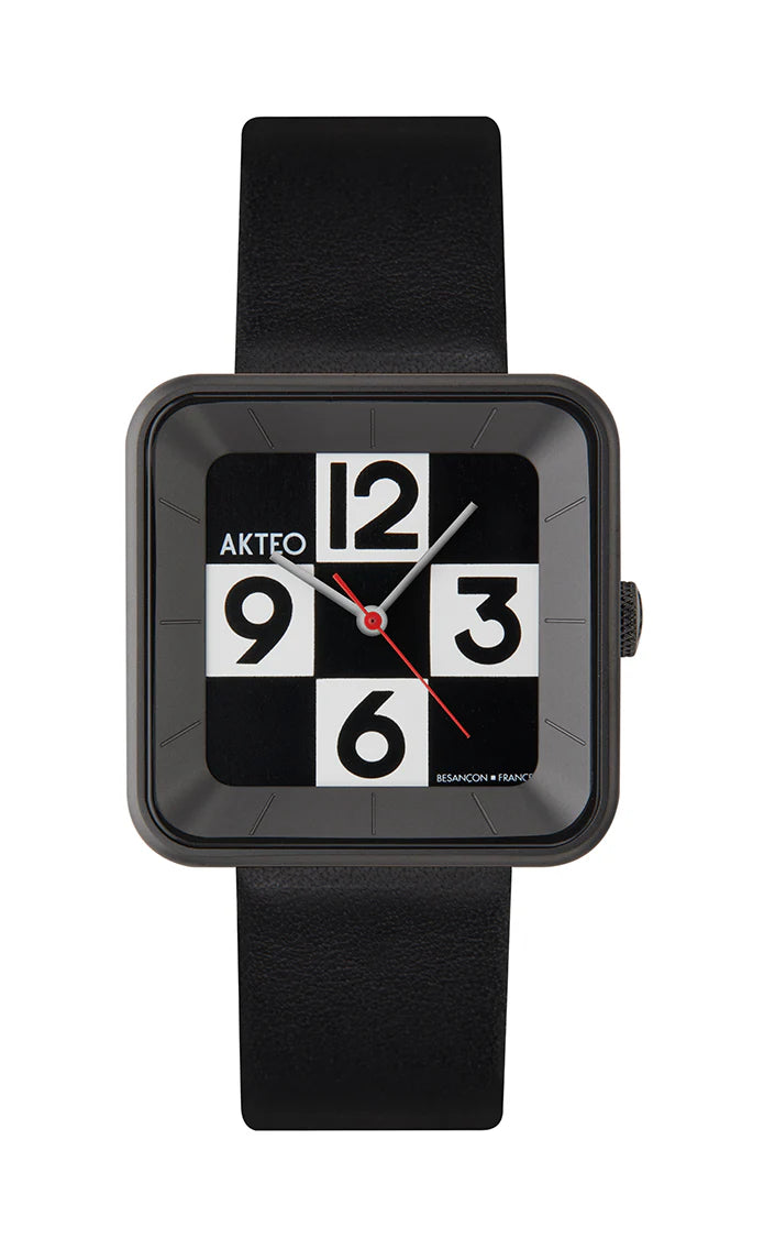 Montre Damier square PVD noir 29 - AKTEO