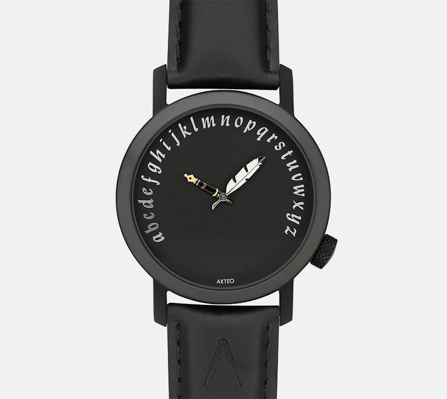 Montre écrivain B PVD noir 42 - AKTEO