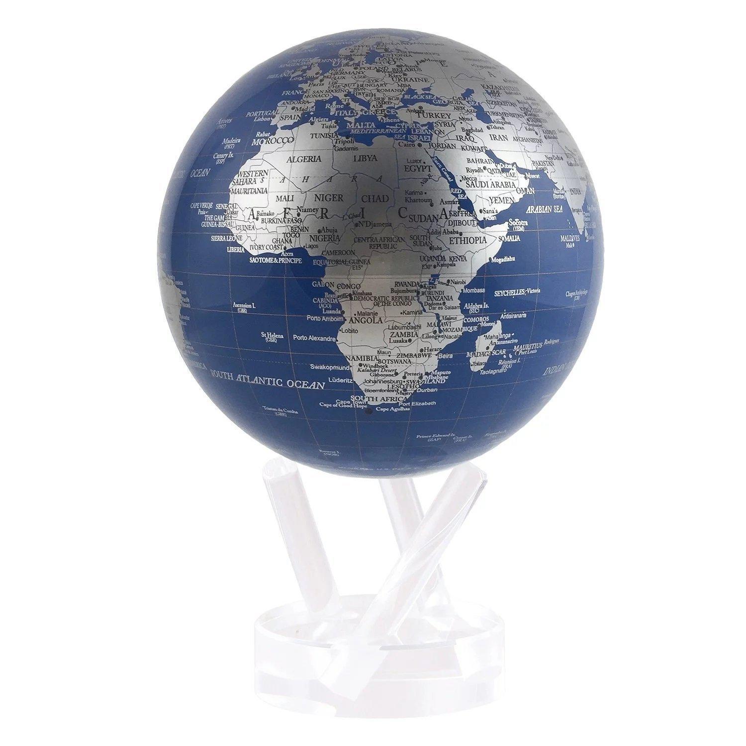 Globe terrestre bleu et argent - BSE - MOVA Globes-Magna-Carta Image principale du produit