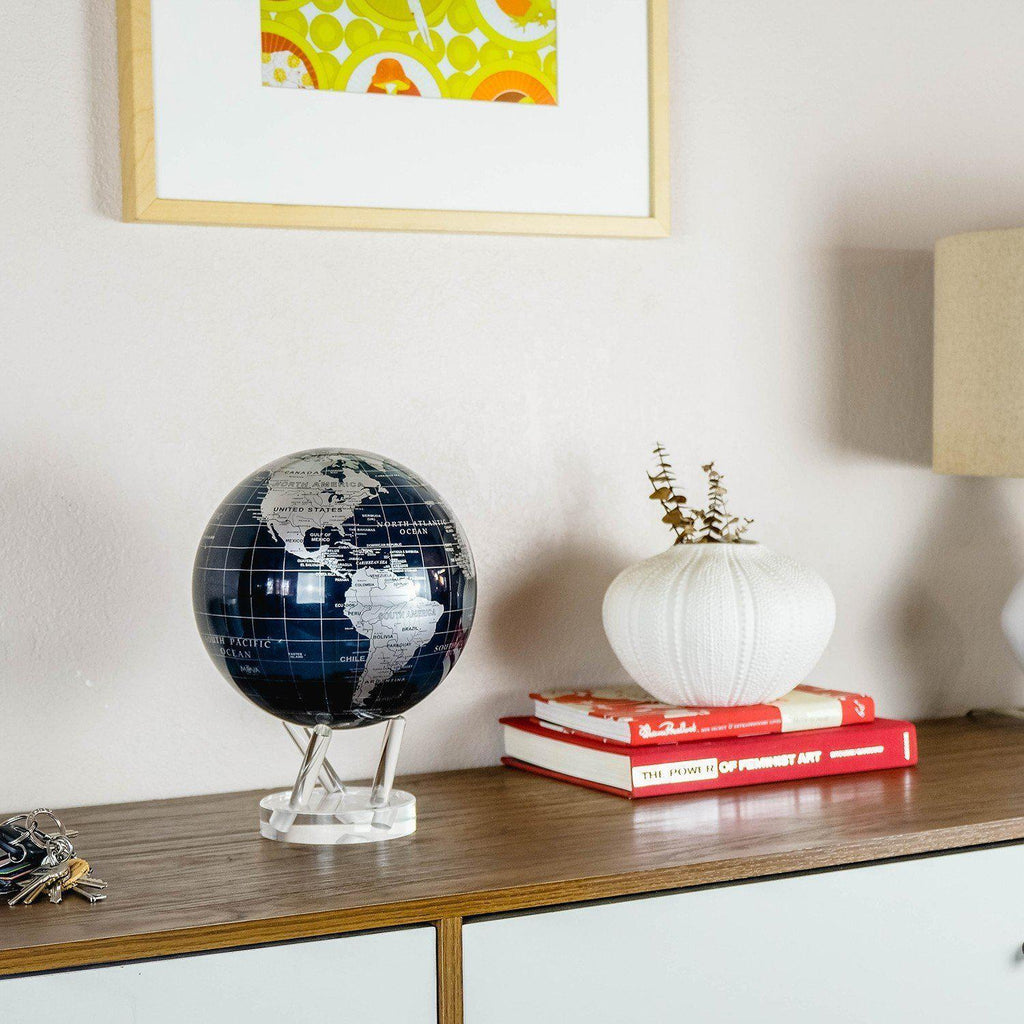 Globe terrestre noir et argent - SBE - MOVA Globes-Magna-Carta