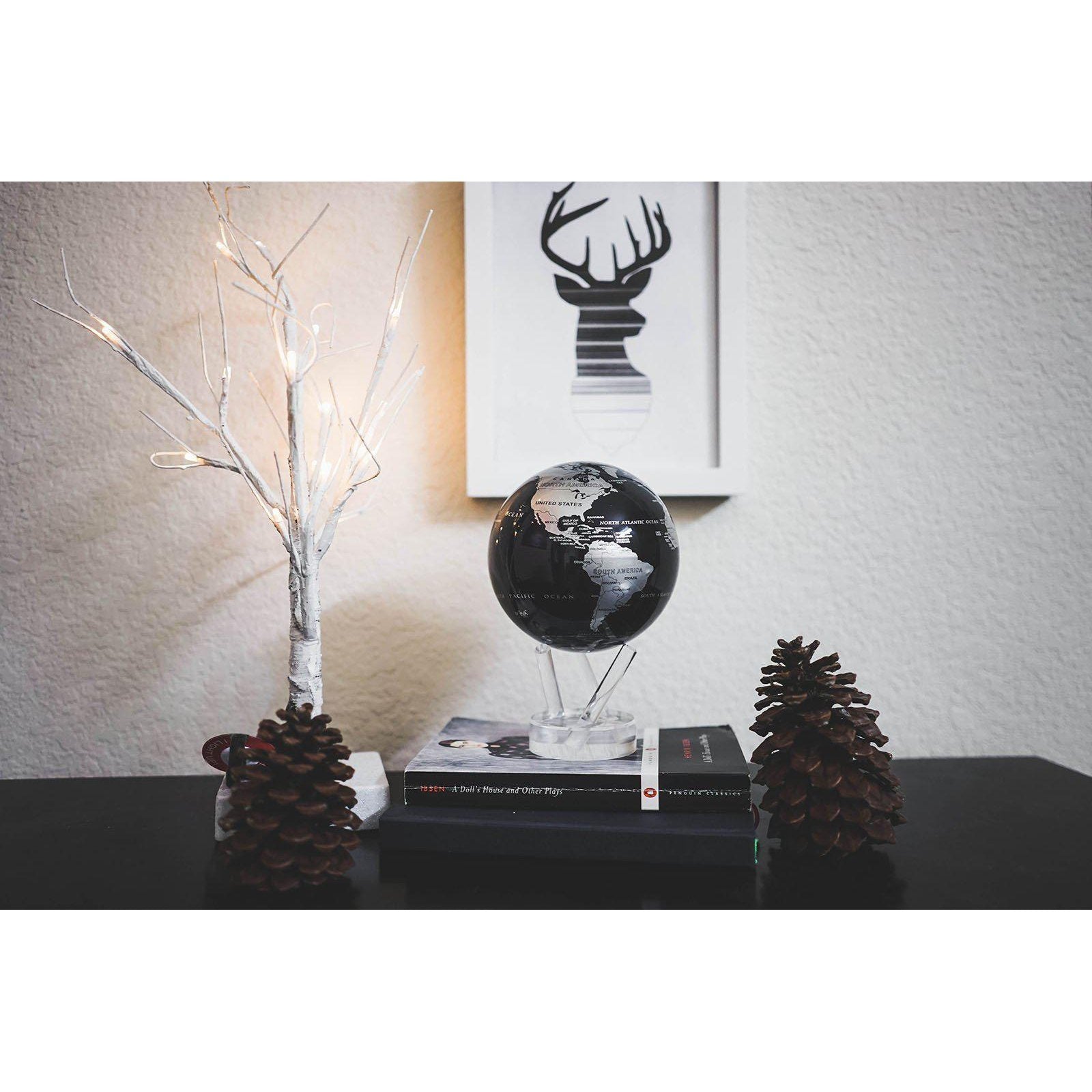 Globe terrestre noir et argent - SBE - MOVA Globes-Magna-Carta