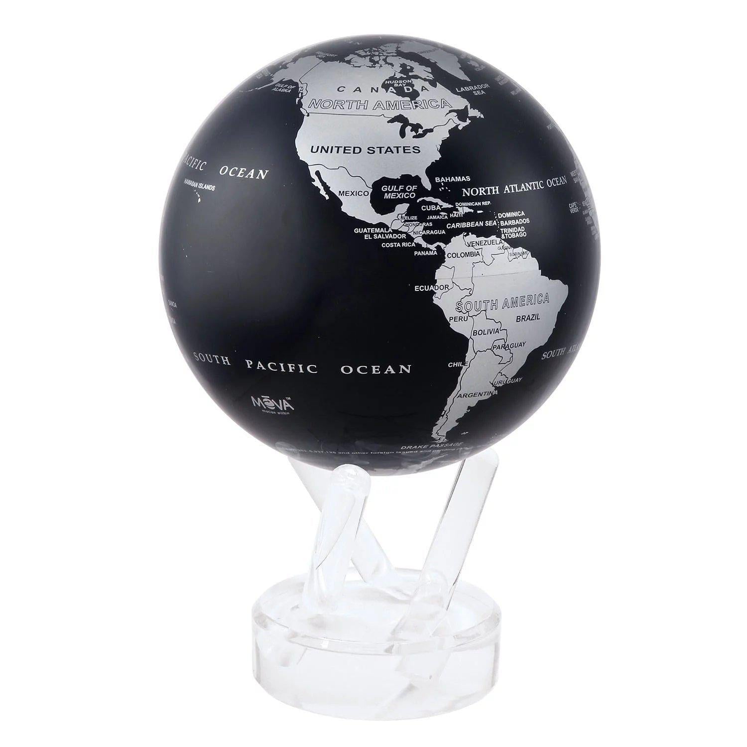 Globe terrestre noir et argent - SBE - MOVA Globes-Magna-Carta Image principale du produit