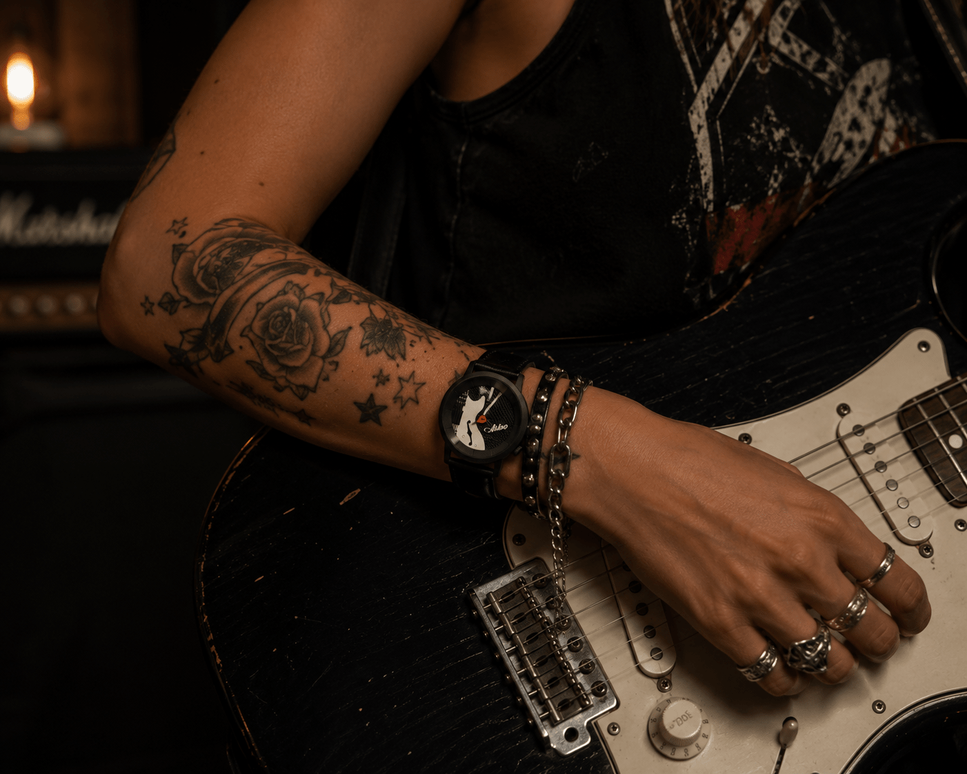 Montre Guitare électrique Jazz PVD noir 38 - AKTEO-Magna-Carta