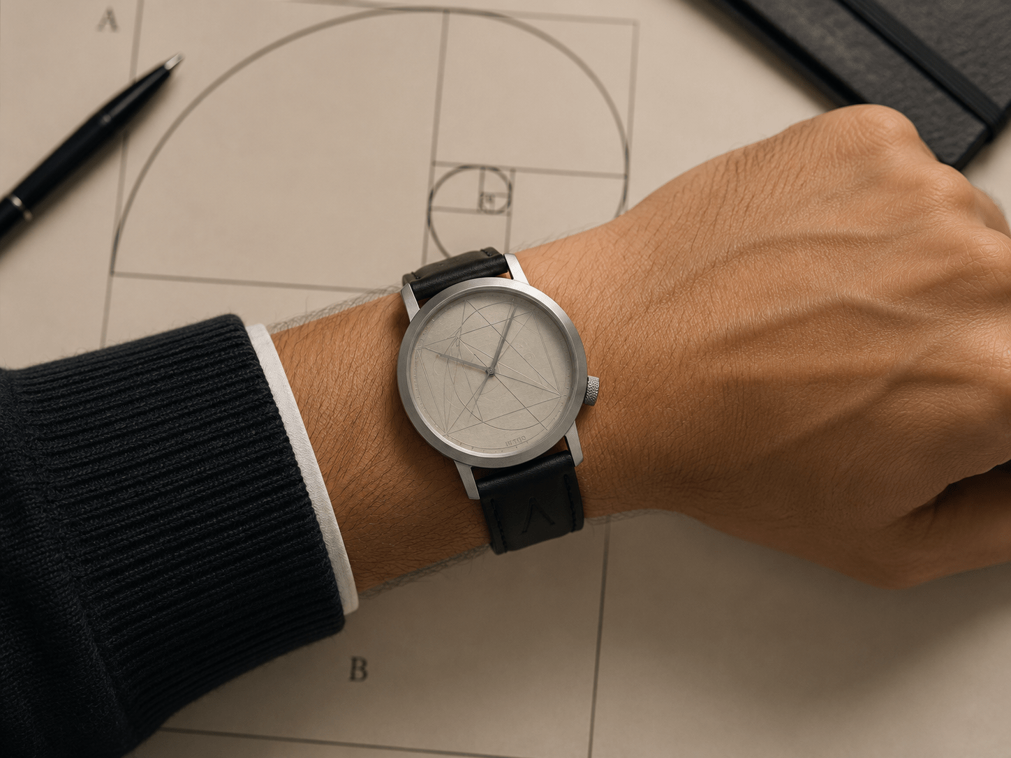 Montre Nombre d'or brossé 42 - AKTEO Image secondaire du produit