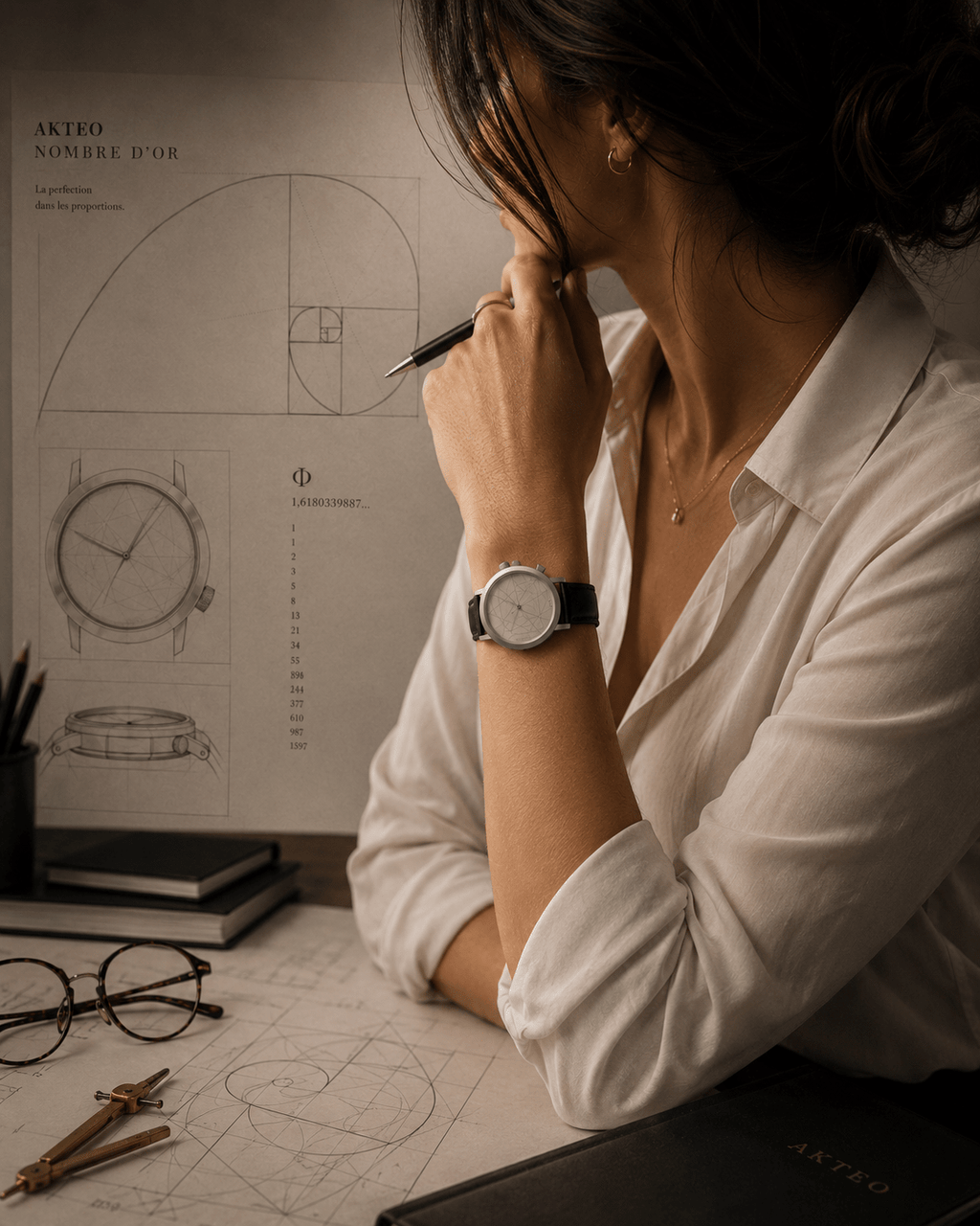 Montre Nombre d'or brossé 42 - AKTEO-Magna-Carta