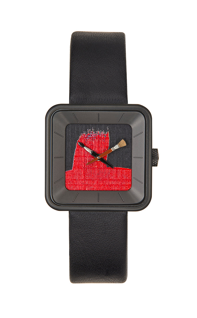 Montre Peinture Rouge B square PVD Noir 35 - AKTEO-Magna-Carta Image principale du produit