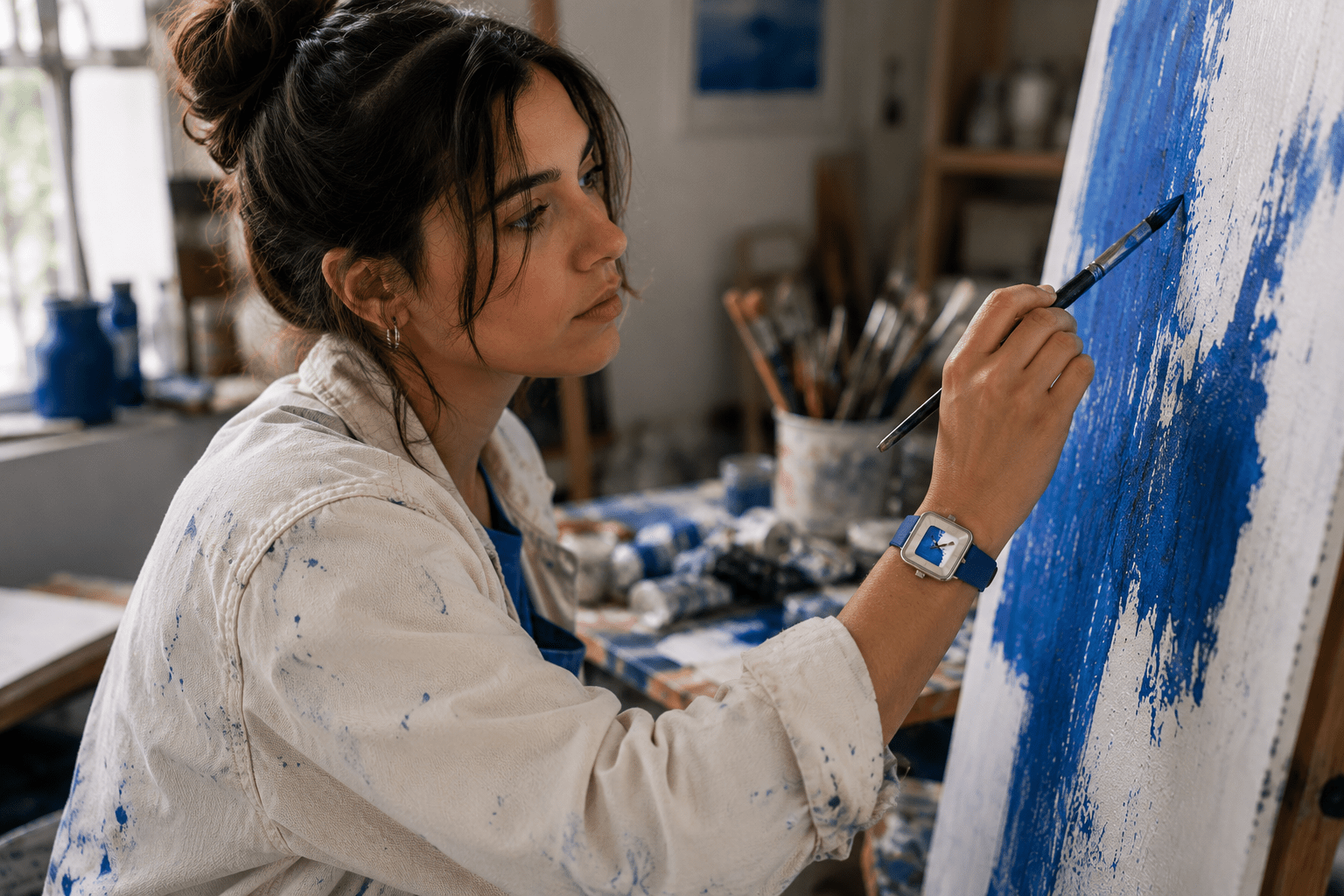 Montre Peinture bleue square 29 - AKTEO-Magna-Carta
