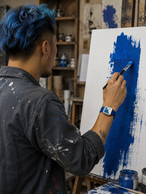 Montre Peinture bleue square 35 - AKTEO-Magna-Carta