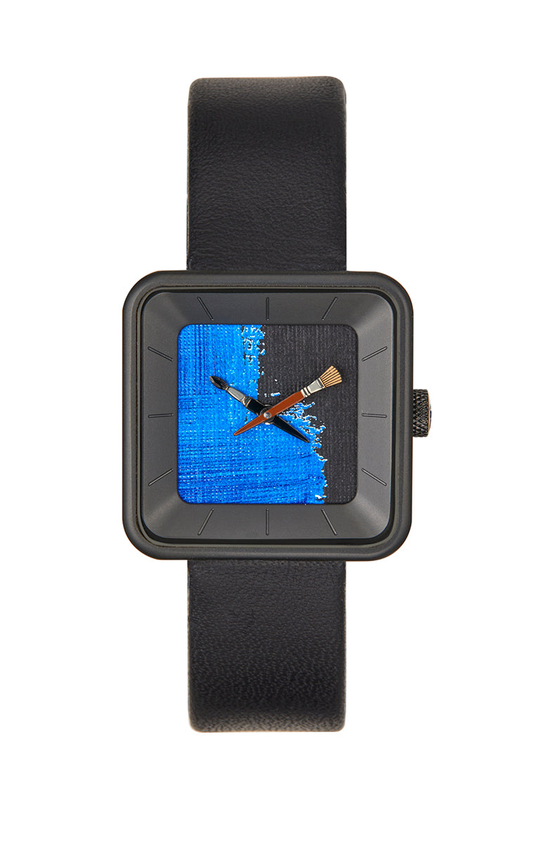 Montre Peinture bleue square PVD Noir 29 - AKTEO-Magna-Carta Image principale du produit