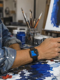 Montre Peinture bleue square black 35 - AKTEO-Magna-Carta