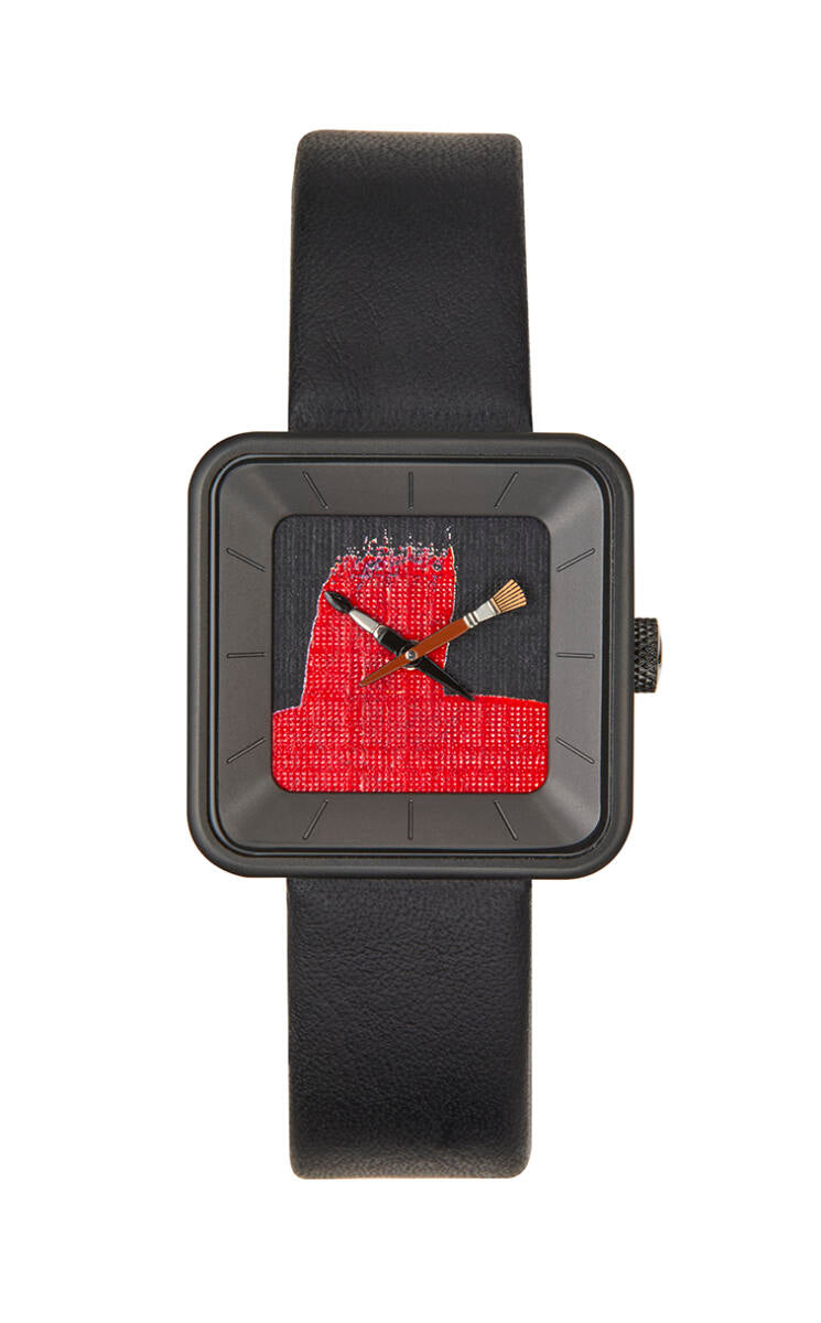 Montre Peinture rouge square PVD noir 29 - AKTEO-Magna-Carta Image principale du produit
