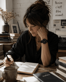 Montre écrivain B PVD noir 42 - AKTEO-Magna-Carta