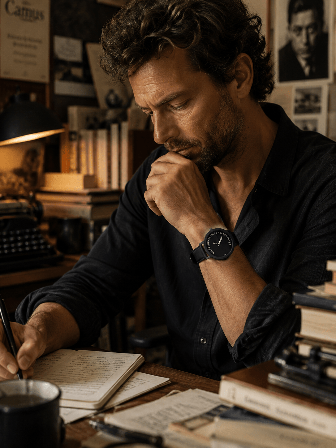 Montre écrivain B PVD noir 42 - AKTEO-Magna-Carta
