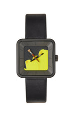 Montre Peinture jaune square black 29 - AKTEO - Montre à thème