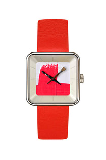 Montre Peinture rouge square 29 - AKTEO