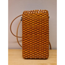 Pochette bandoulière en cuir tressé pour téléphone portable gold - Il Bussetto-Magna-Carta