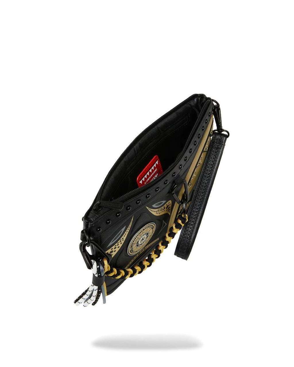Sac - AI WONDERLAND GOLD AND BLACK CROSSOVER CLUTCH - SPRAYGROUND-Magna-Carta